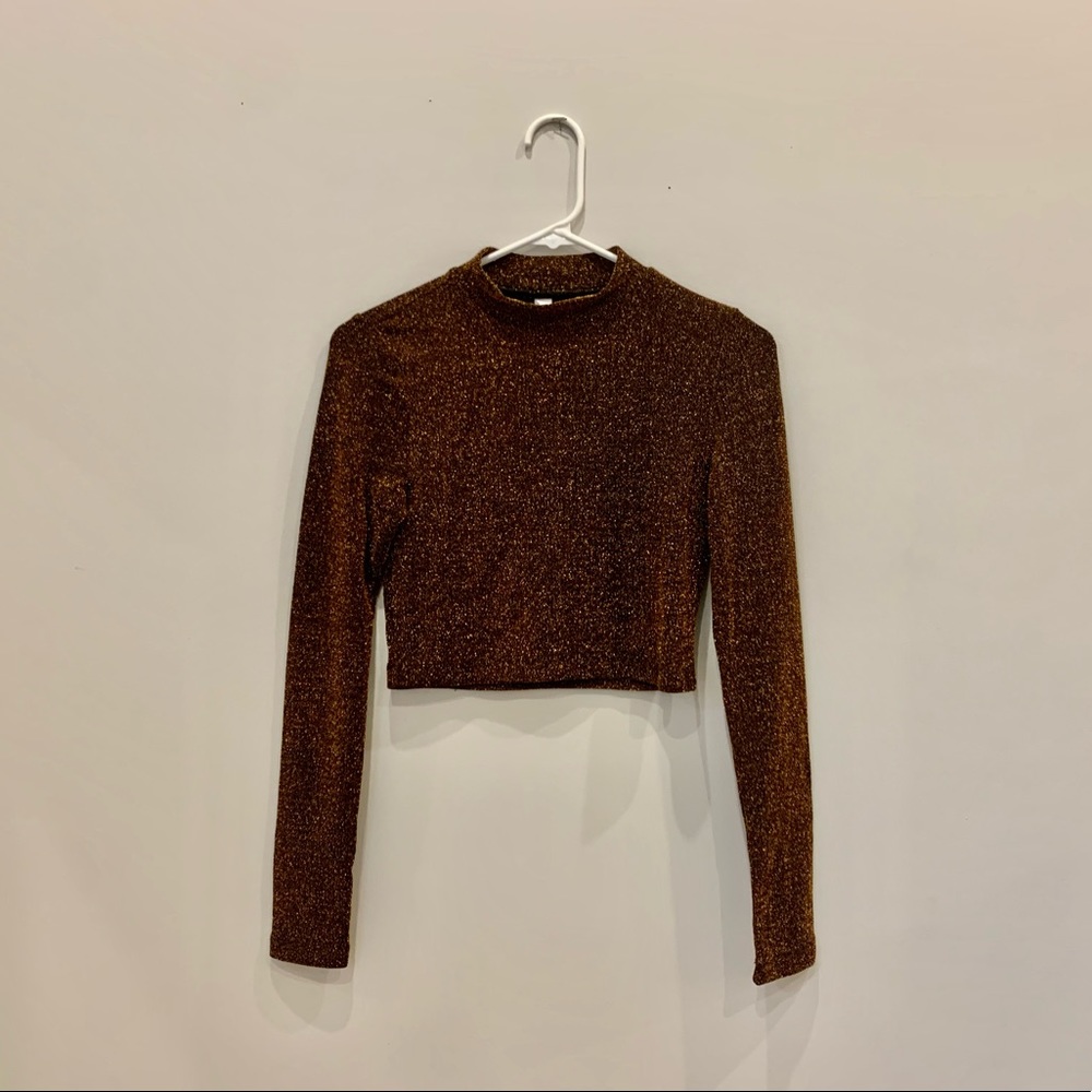 American Apparel metallic mock neck crop top, size small